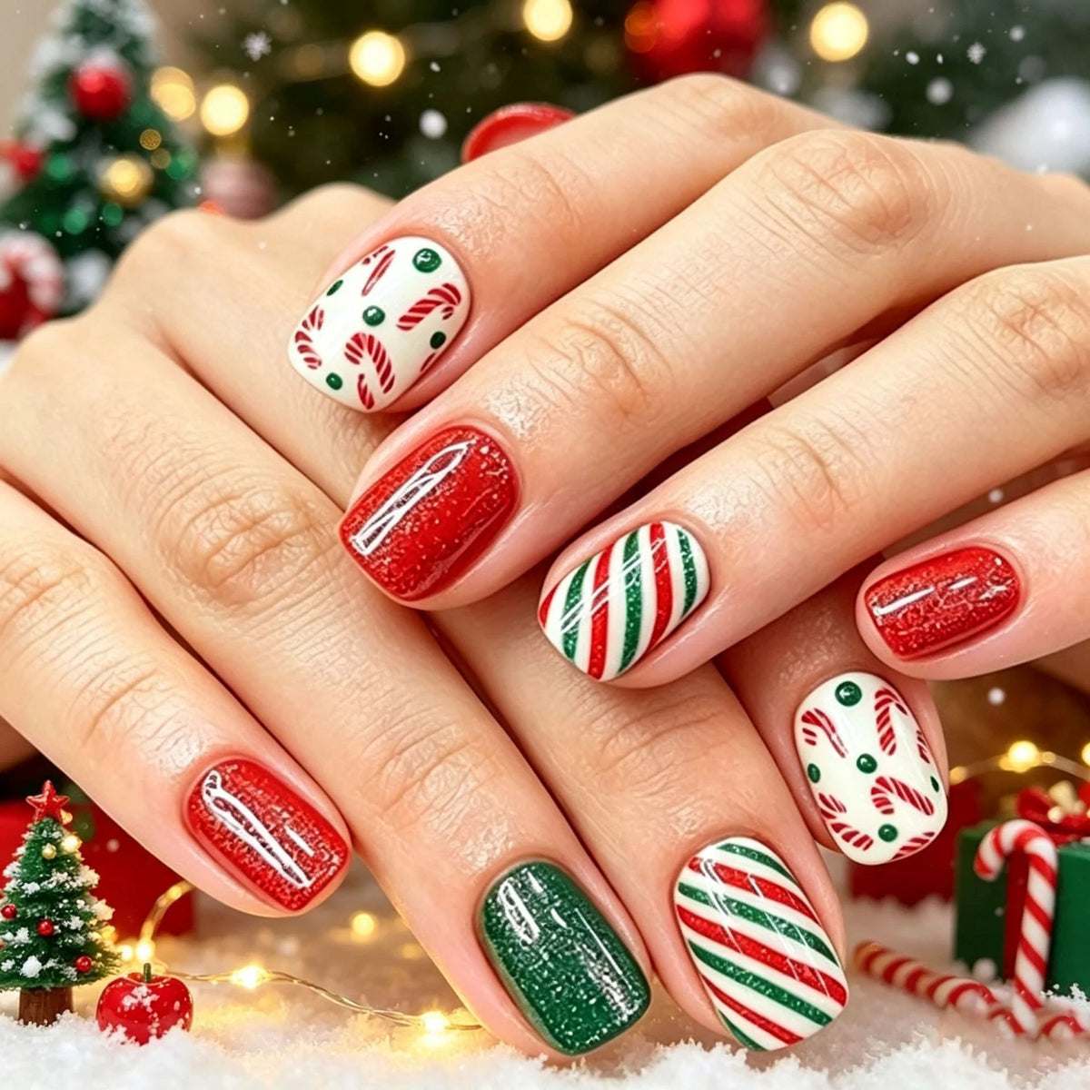 Nail Art Set Holiday-Themed 24-Piece Chip-Resistant