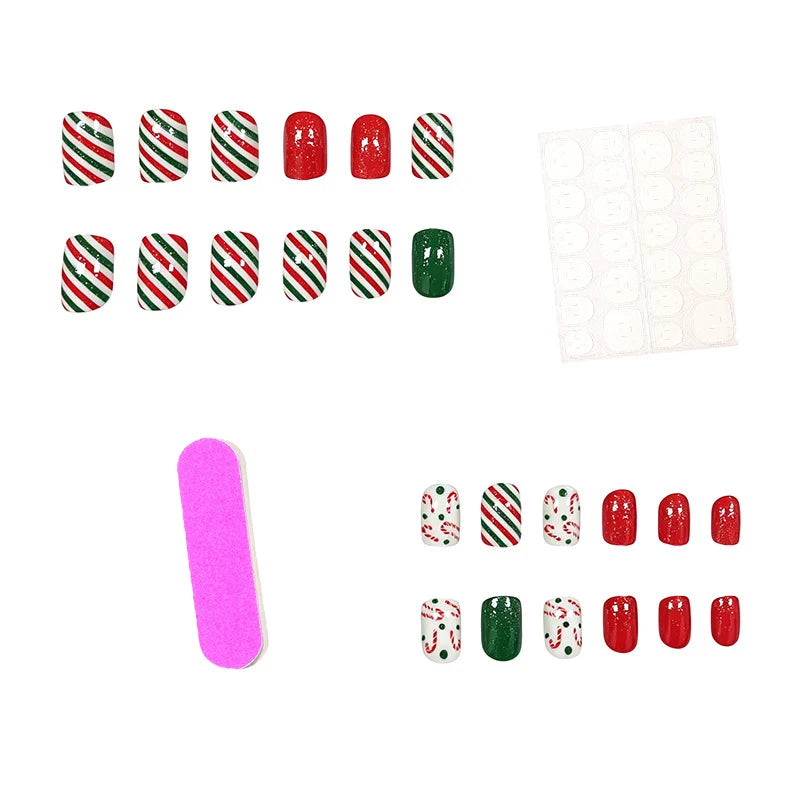 Nail Art Set Holiday-Themed 24-Piece Chip-Resistant