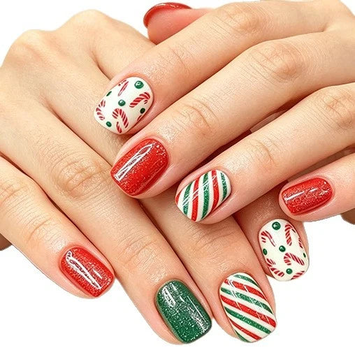 Nail Art Set Holiday-Themed 24-Piece Chip-Resistant