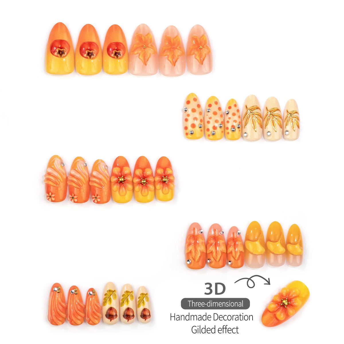 Nail Art Set Intricate Floral & Seasonal Designs Easy-Apply