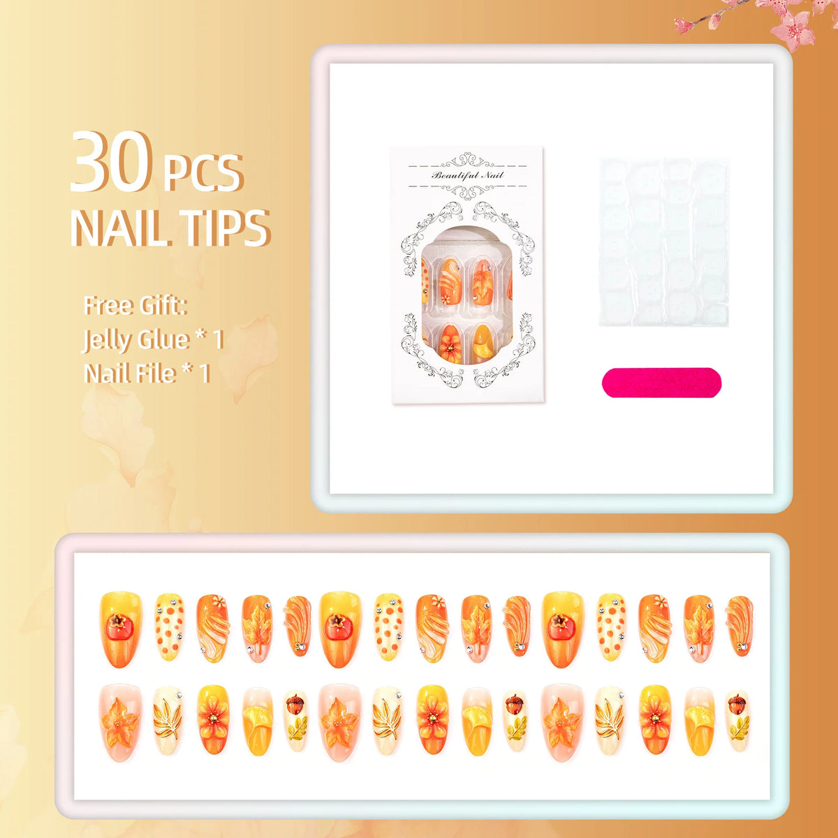 Nail Art Set Intricate Floral & Seasonal Designs Easy-Apply