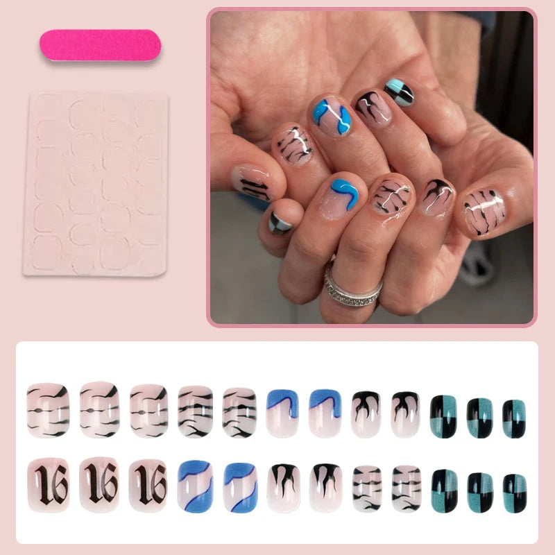 Nail Art Set Modern Graphic Designs Shimmering Accents