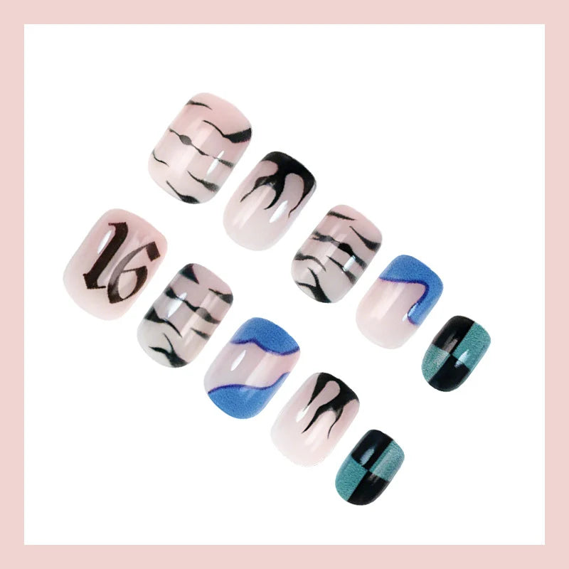 Nail Art Set Modern Graphic Designs Shimmering Accents