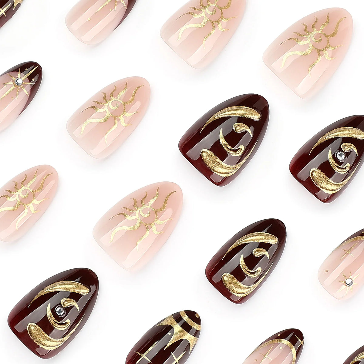 Nail Art Set Mystical Motifs & Gold Accents