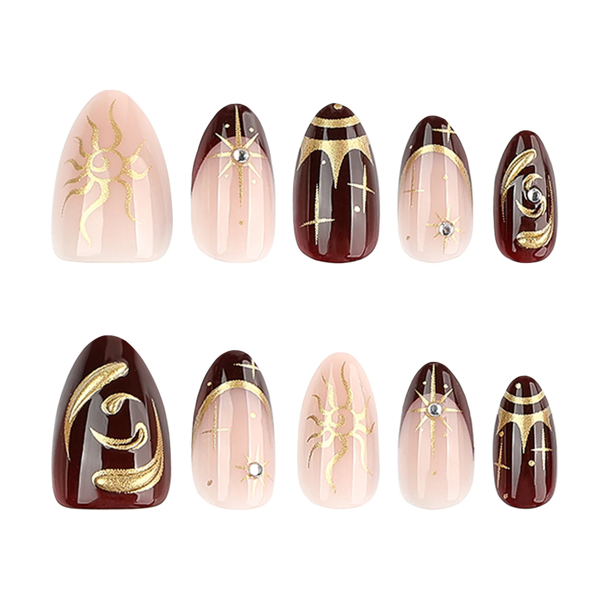 Nail Art Set Mystical Motifs & Gold Accents