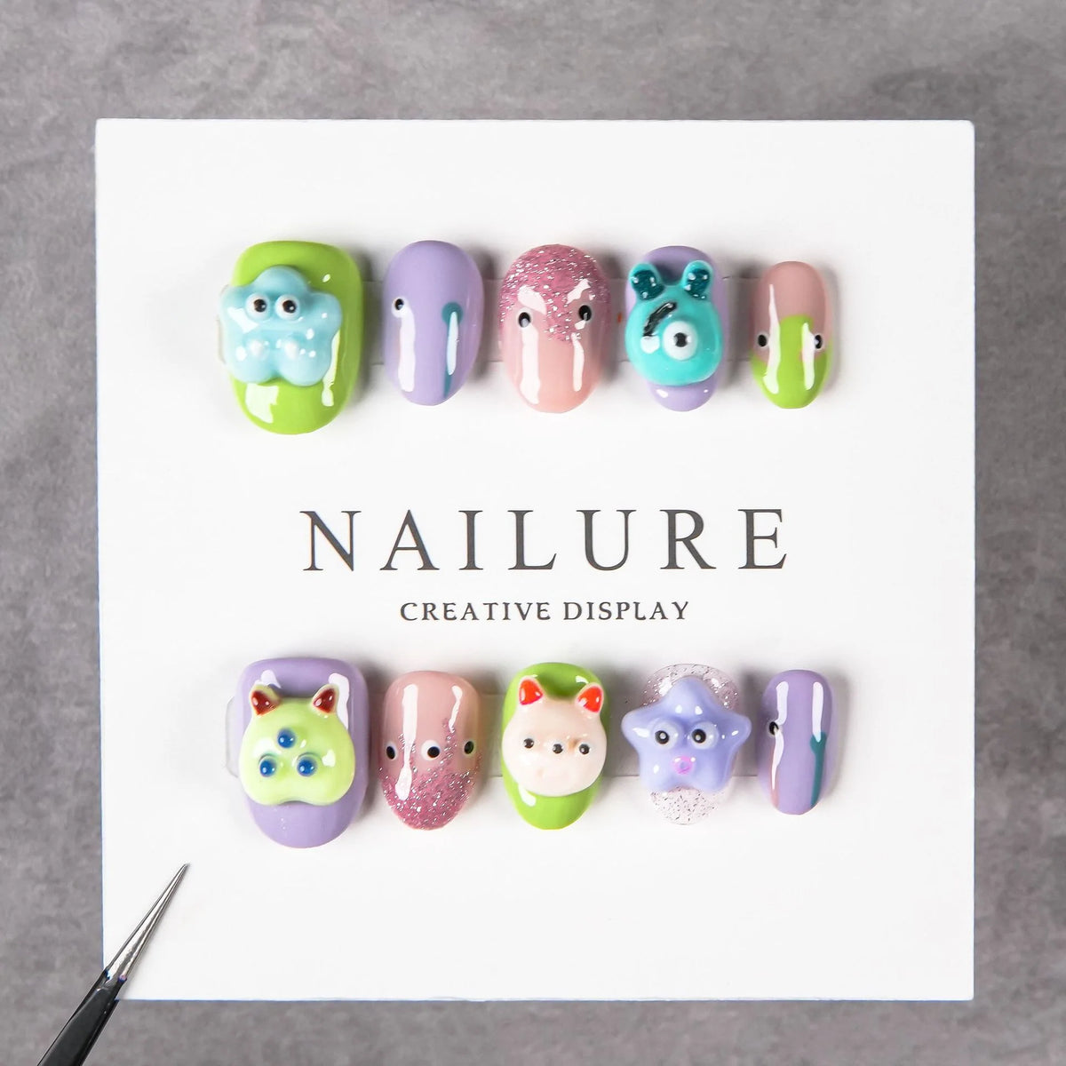Nail Art Set Playful 3D Press-On Designs