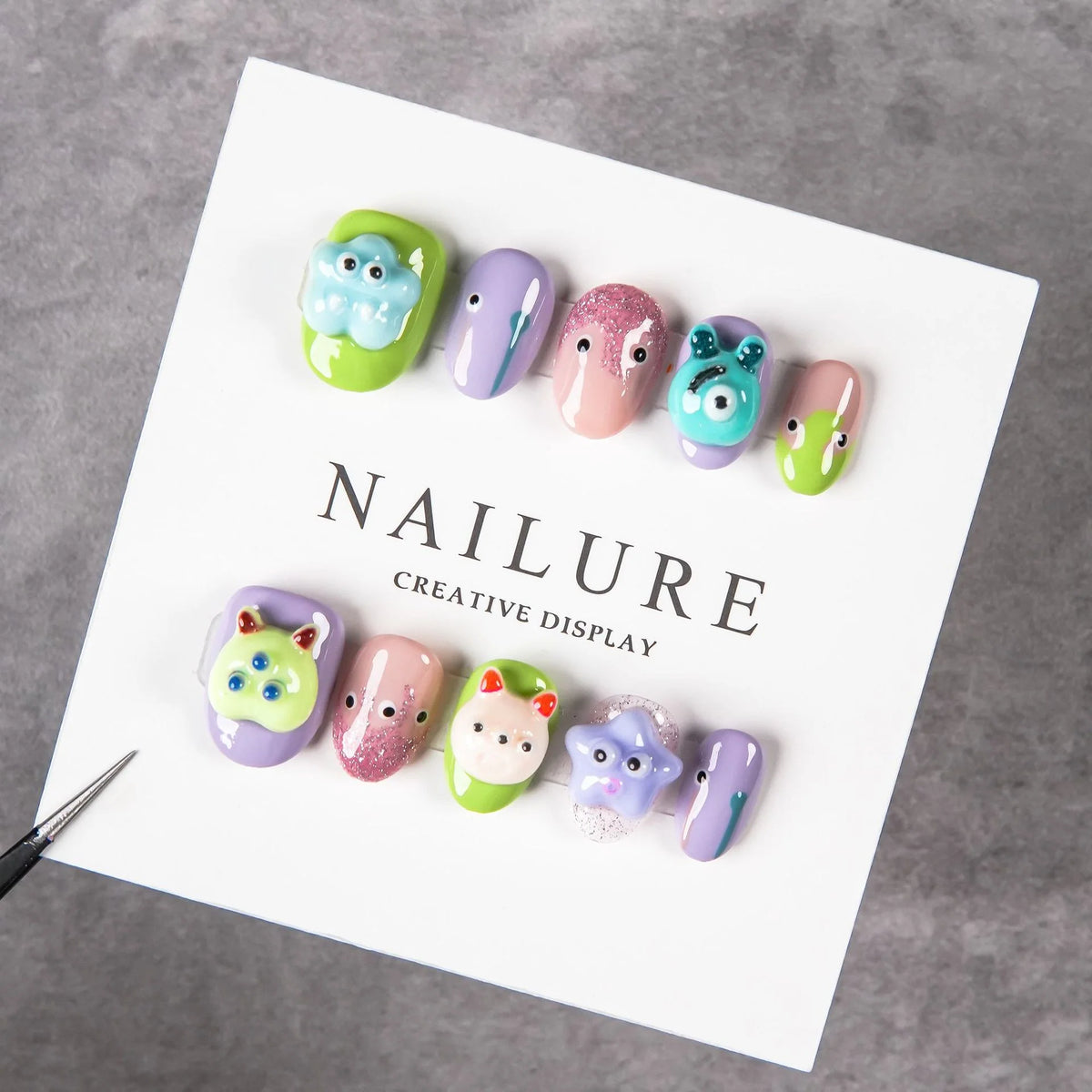Nail Art Set Playful 3D Press-On Designs