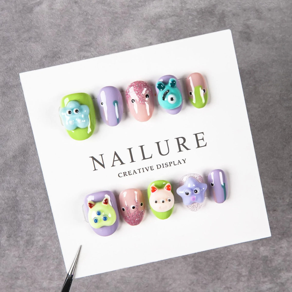 Nail Art Set Playful 3D Press-On Designs