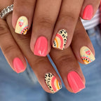 Nail Art Set Rainbow & Leopard Glossy Finish Easy Application
