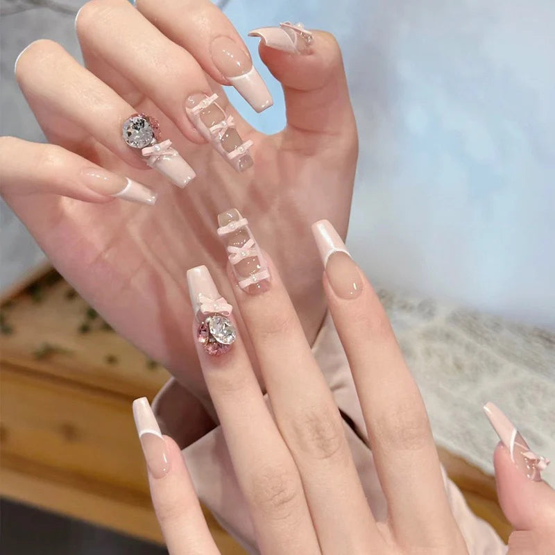 Nail Art Set Ready-to-Apply Rhinestones & Bows