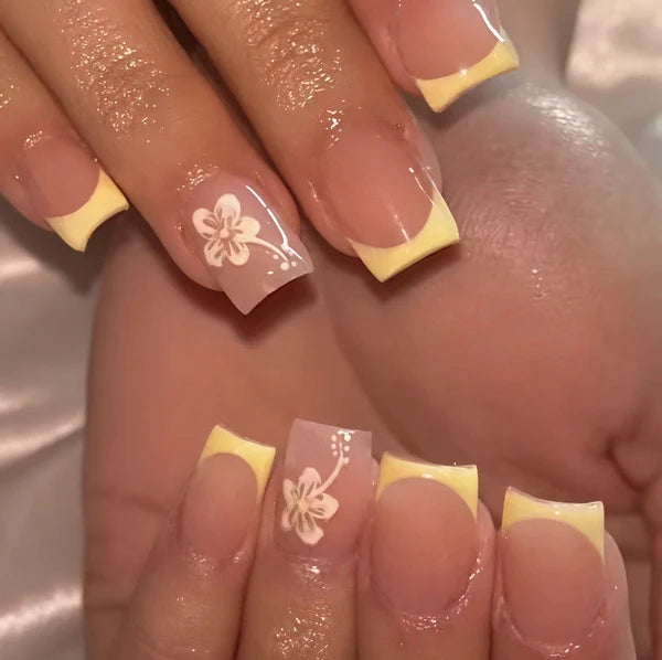 Nail Art Set Salon-Quality Floral French Tip 24-Piece