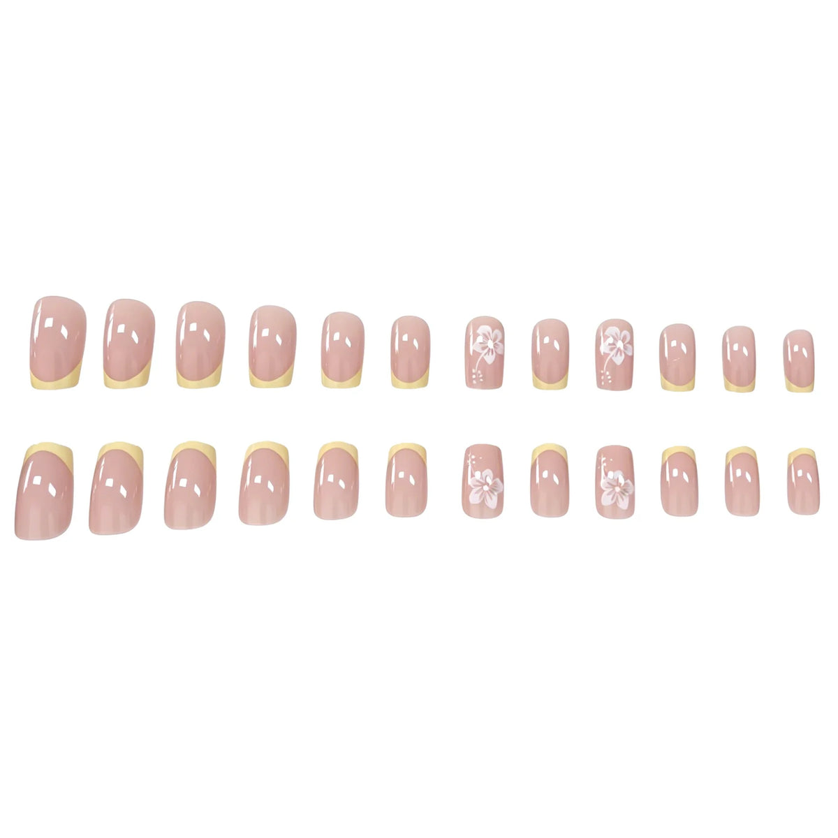 Nail Art Set Salon-Quality Floral French Tip 24-Piece