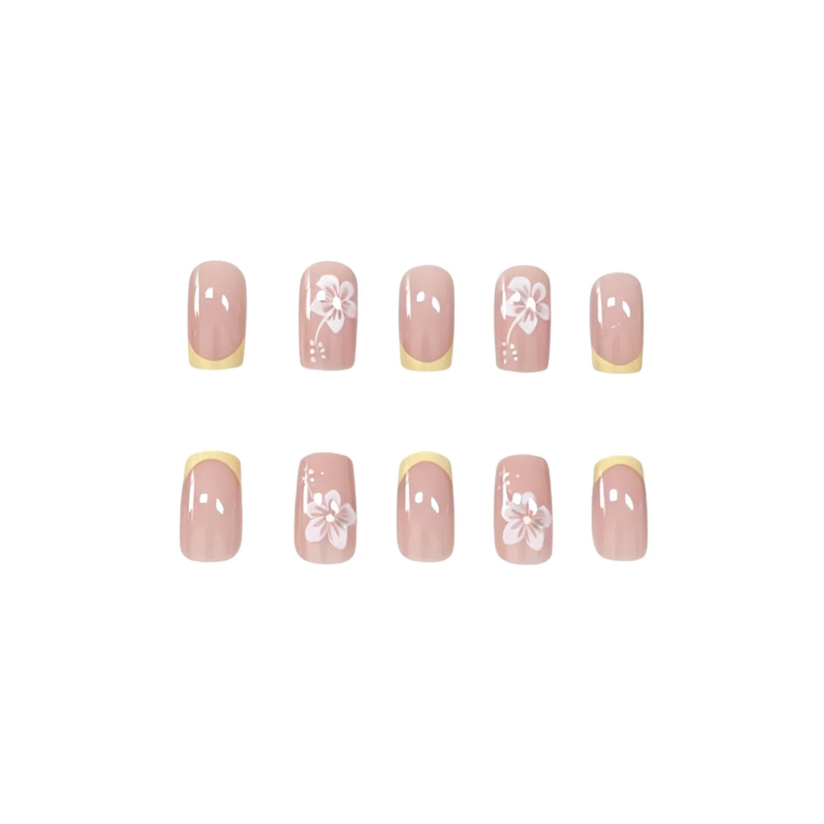 Nail Art Set Salon-Quality Floral French Tip 24-Piece