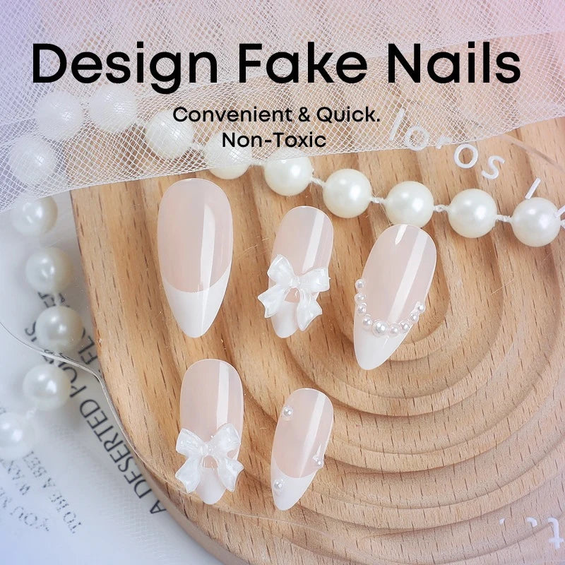 Nail Art Set Self-Adhesive 3D Bows & Pearl Accents