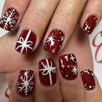 Nail Art Set Snowflake & Bow Designs Long-Lasting Gloss