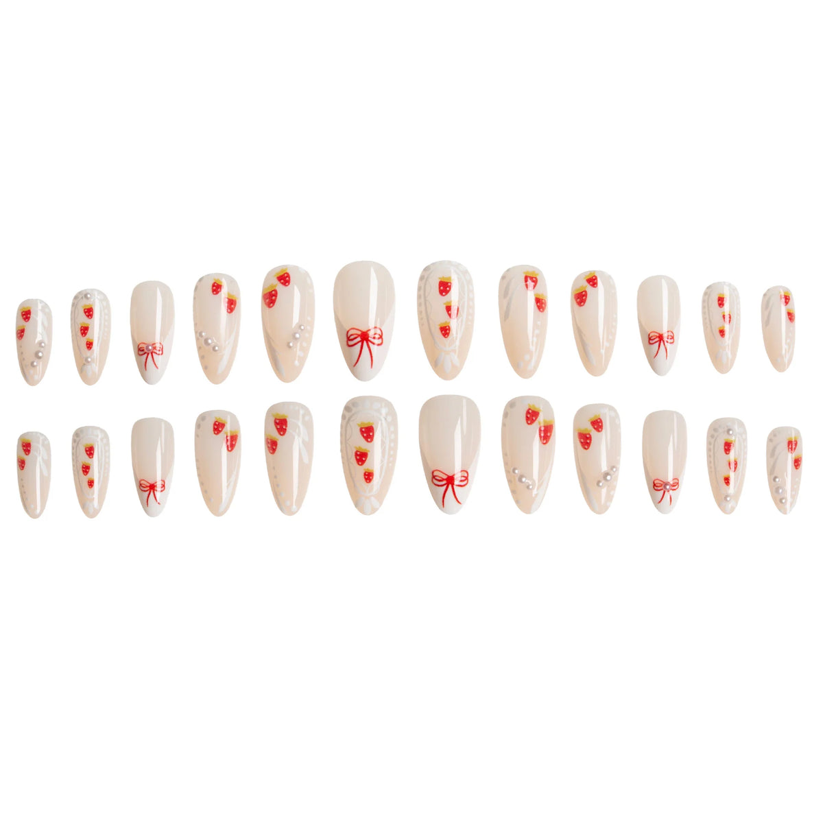 Nail Art Set Strawberry & Bow Easy Application