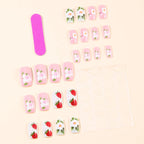 Nail Art Set Strawberry & Floral Designs Long-Lasting