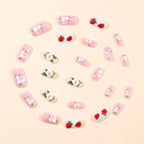 Nail Art Set Strawberry & Floral Designs Long-Lasting