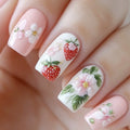 Nail Art Set Strawberry & Floral Designs Long-Lasting