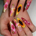 Nail Art Set Tropical Floral Gems & Gold