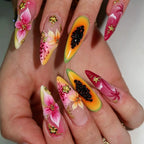 Nail Art Set Tropical Floral Gems & Gold
