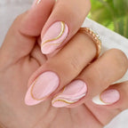 Nail Art Set Two-Tone Gold Detailing Long-Lasting