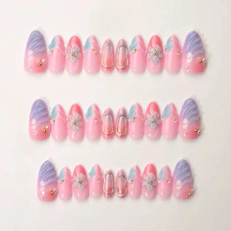 Nail Art Set Vibrant Patterns & Gem Accents