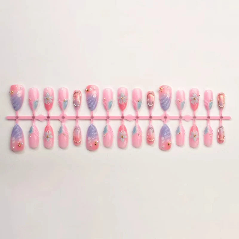 Nail Art Set Vibrant Patterns & Gem Accents