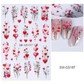 Nail Art Stickers Floral & Heart Peel-And-Stick Long-Lasting