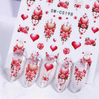 Nail Art Stickers Floral & Heart Peel-And-Stick Long-Lasting