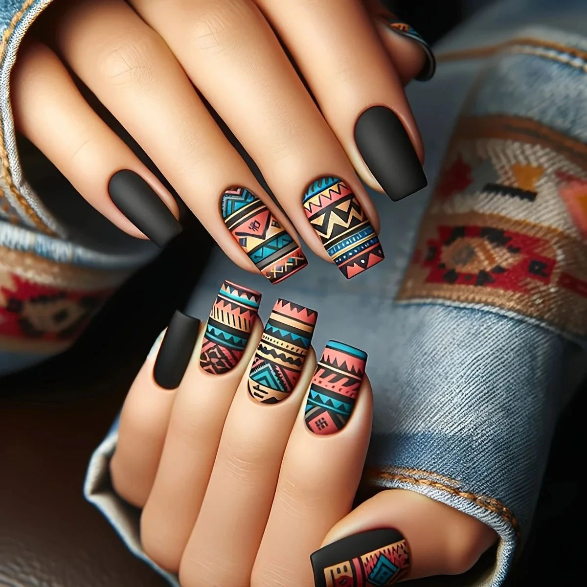 Nail Art Stickers Geometric Chip-Resistant Gelatin & Rolled Strips