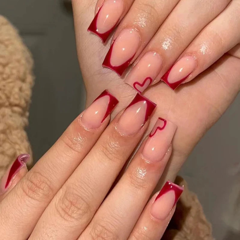 Nail Art Stickers Heart Border Coffin Design Easy Application