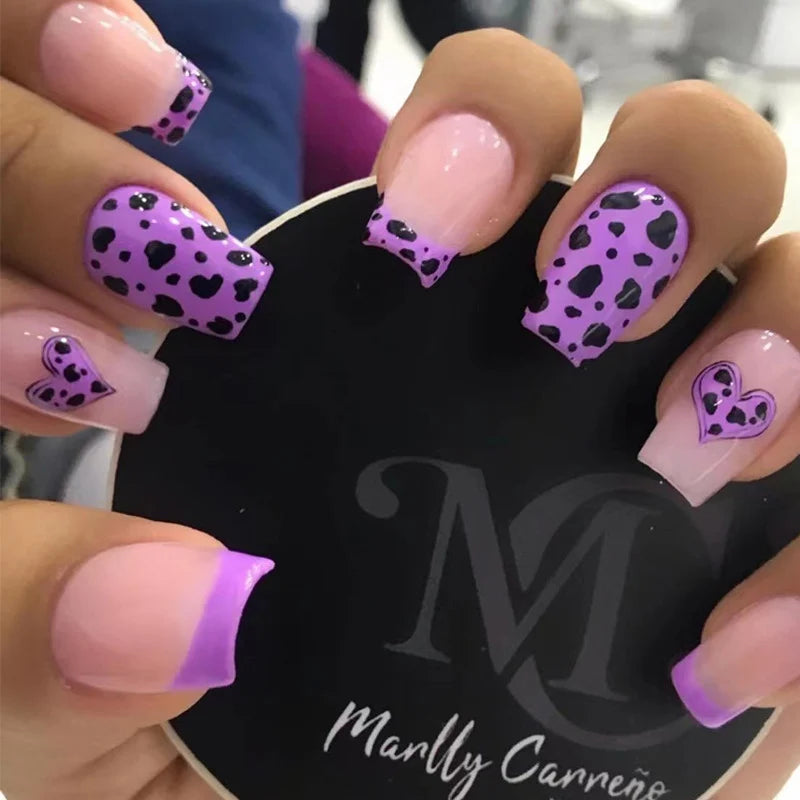 Nail Art Stickers Self-Adhesive Hearts & Leopard Print