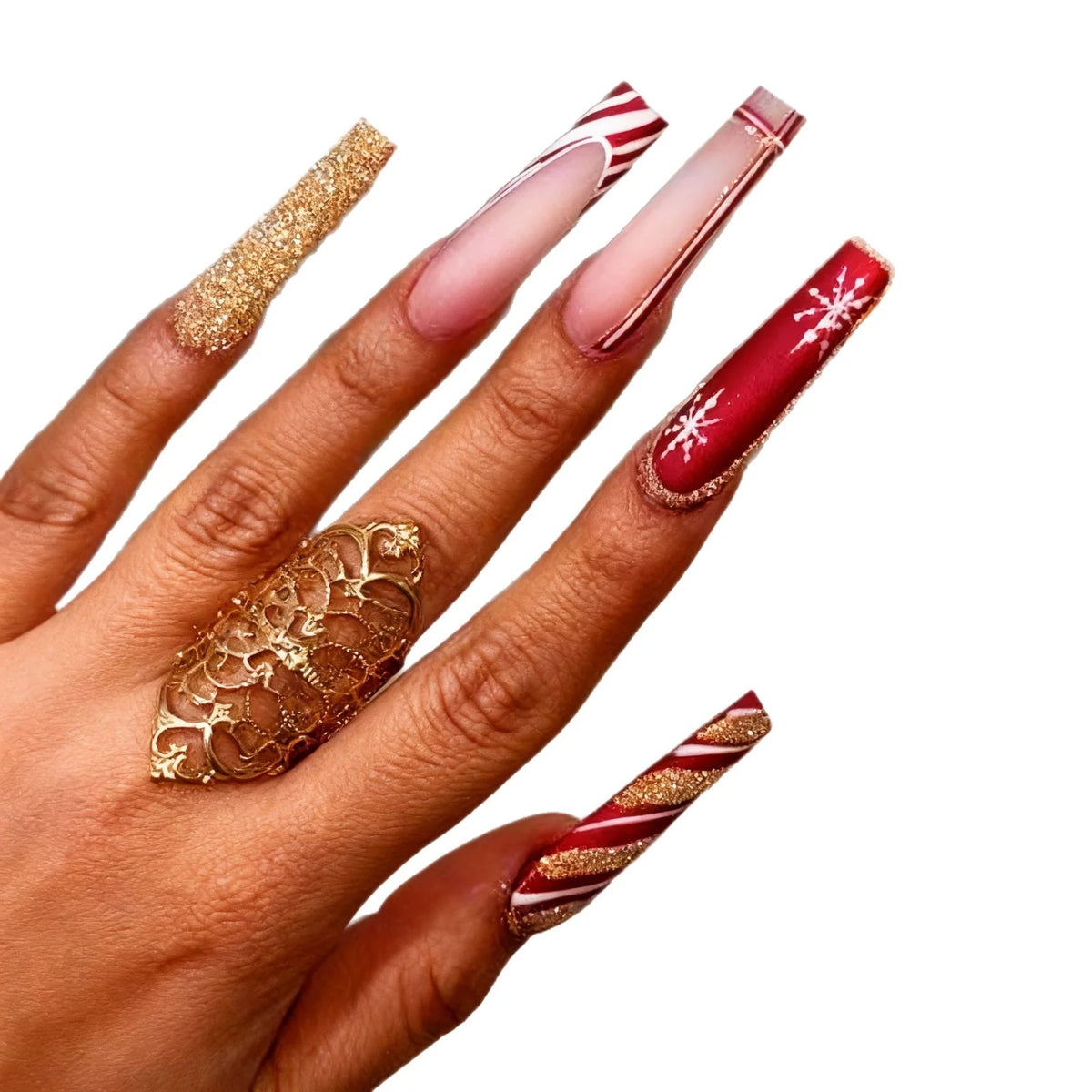 Nail Art Strips Holiday Snowflake & Ornament Easy-Apply