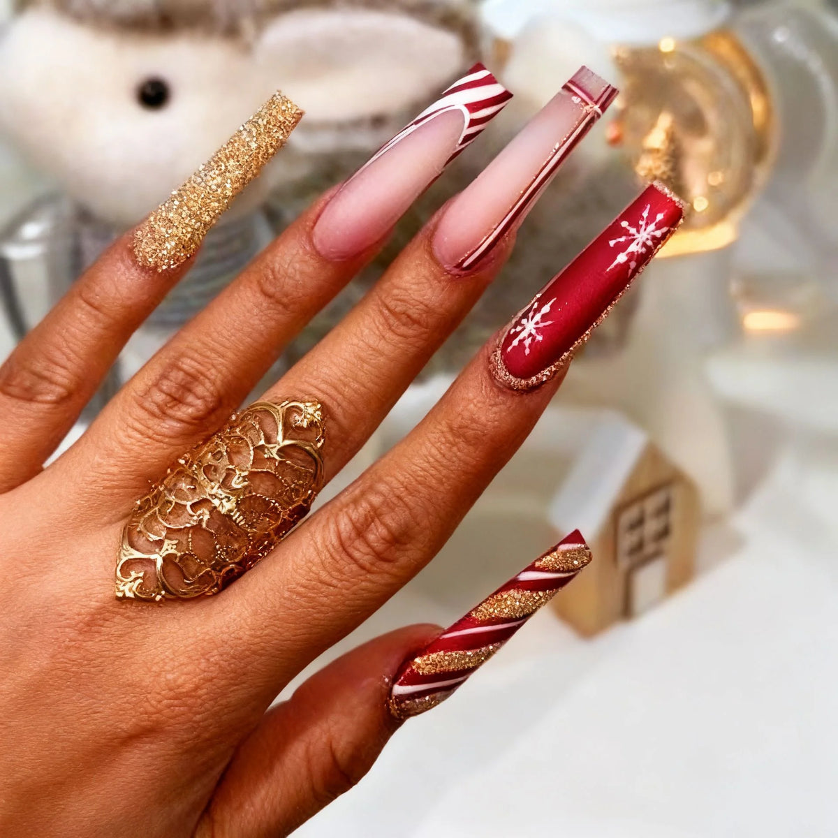 Nail Art Strips Holiday Snowflake & Ornament Easy-Apply
