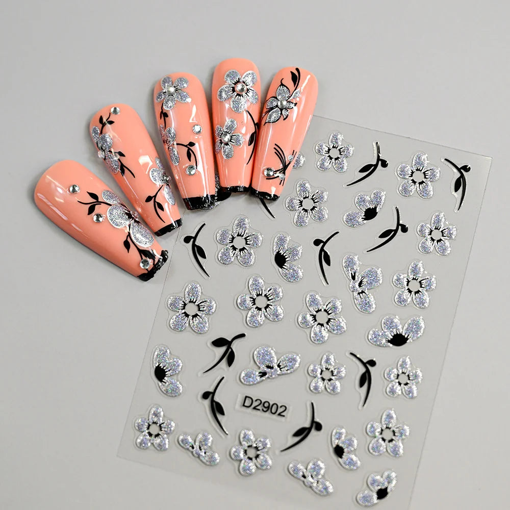 Nail Art Transfer Stickers Floral Peel And Apply Skin-Safe
