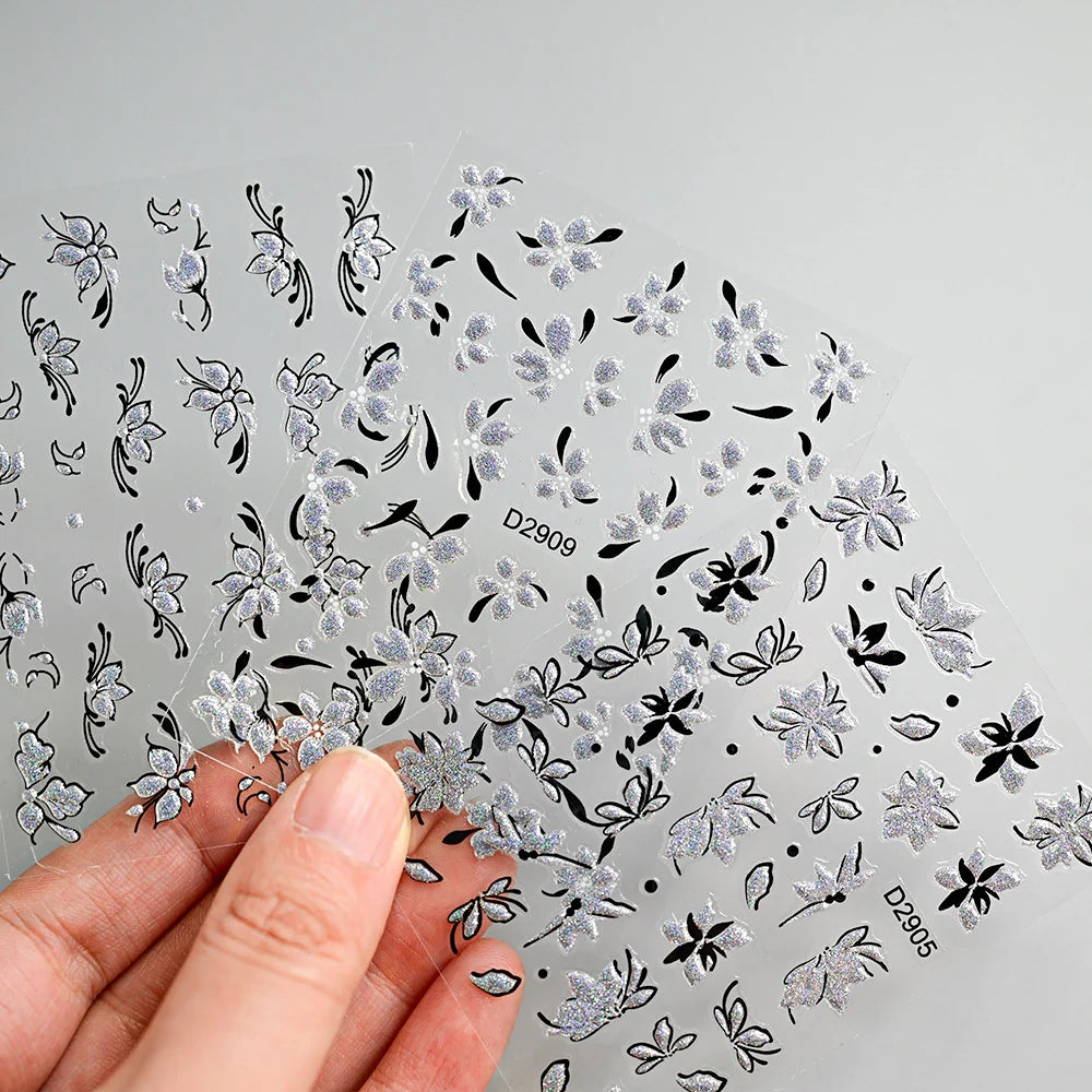Nail Art Transfer Stickers Floral Peel And Apply Skin-Safe