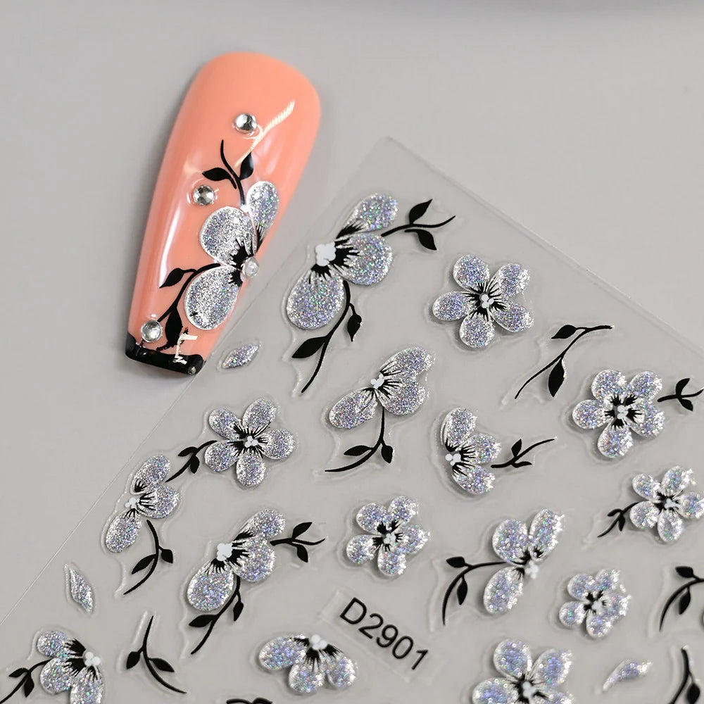 Nail Art Transfer Stickers Floral Peel And Apply Skin-Safe