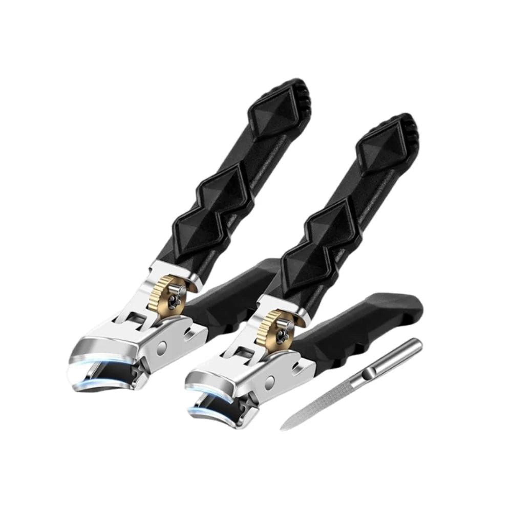 Nail Clipper Set Angled Heads & Textured Grip Includes File