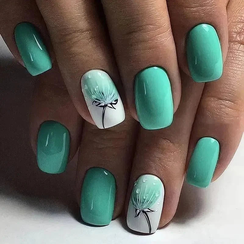 Nail Decals Botanical Design & Gold Leaf Easy Application