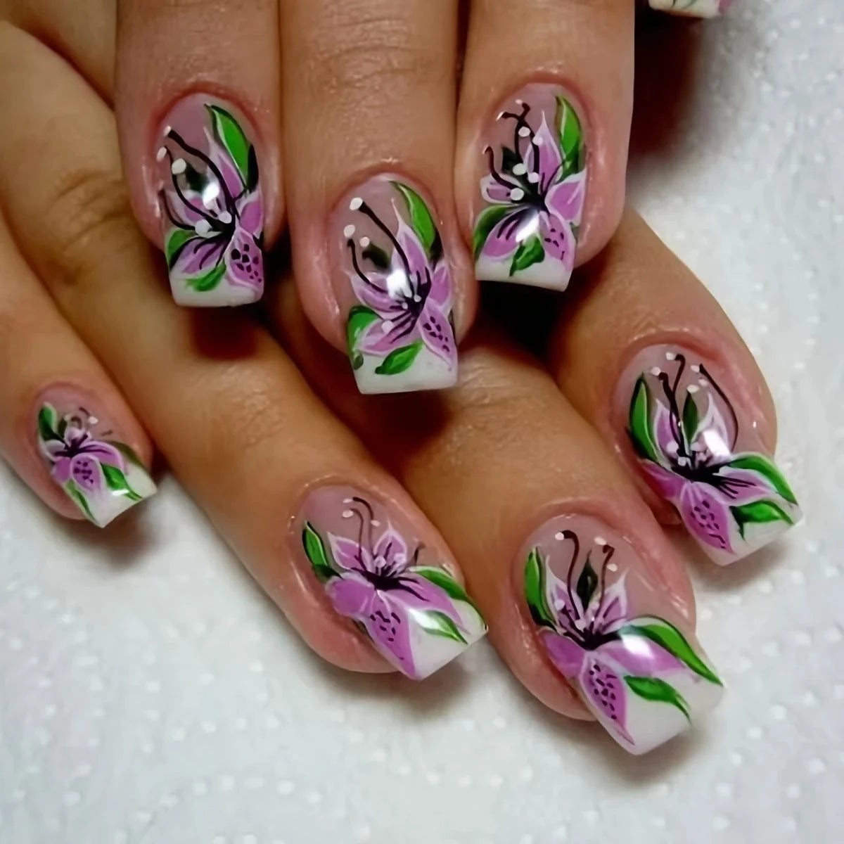 Nail Decals Botanical Design & Gold Leaf Easy Application