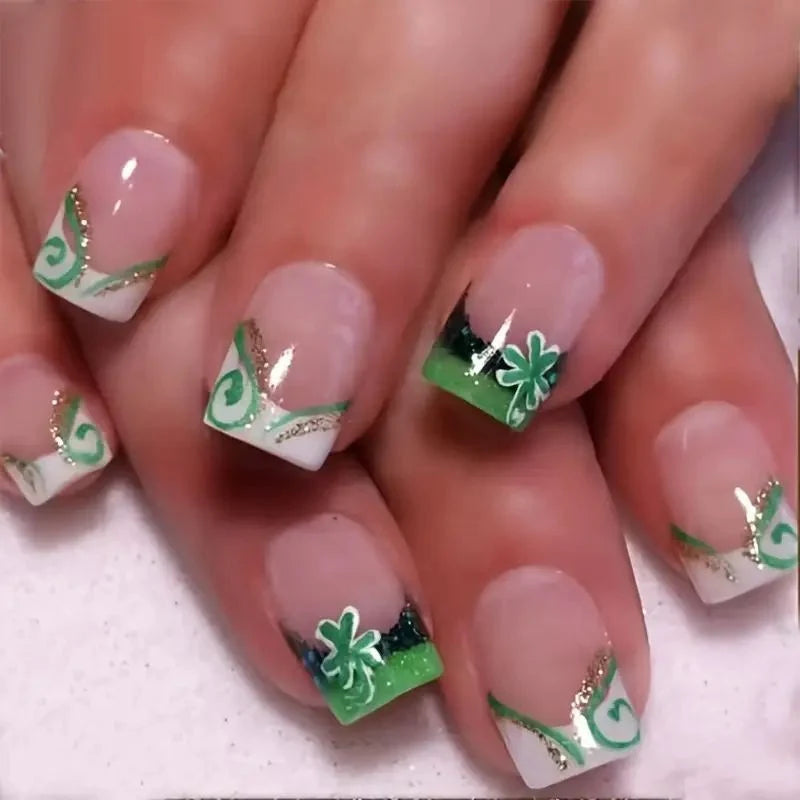 Nail Decals Botanical Design & Gold Leaf Easy Application
