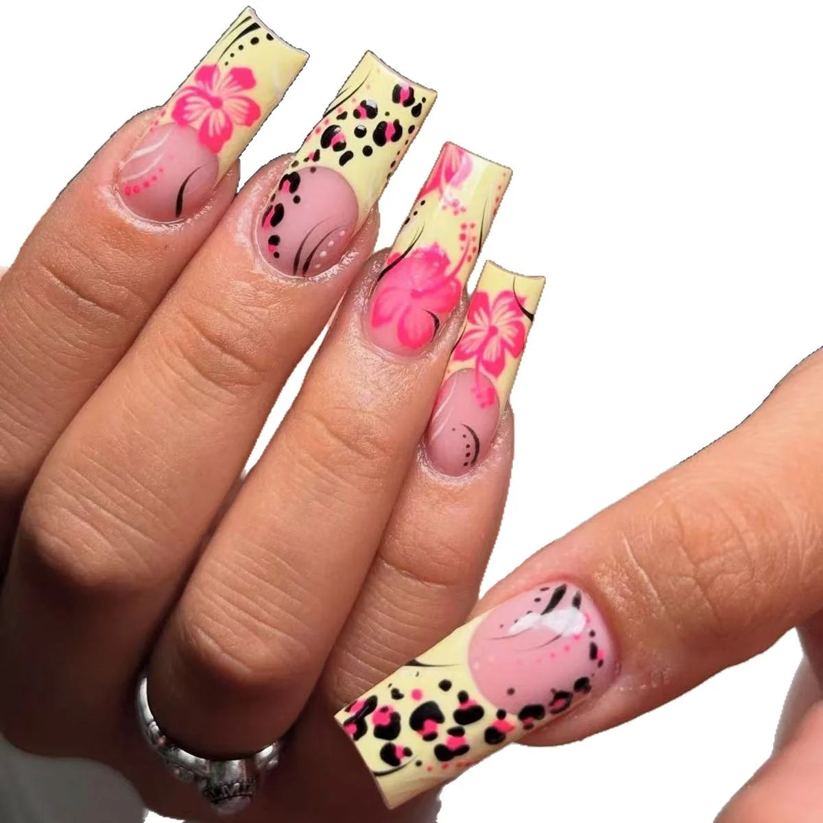 Nail Enhancements Acrylic Floral Easy Apply & Durable Wear