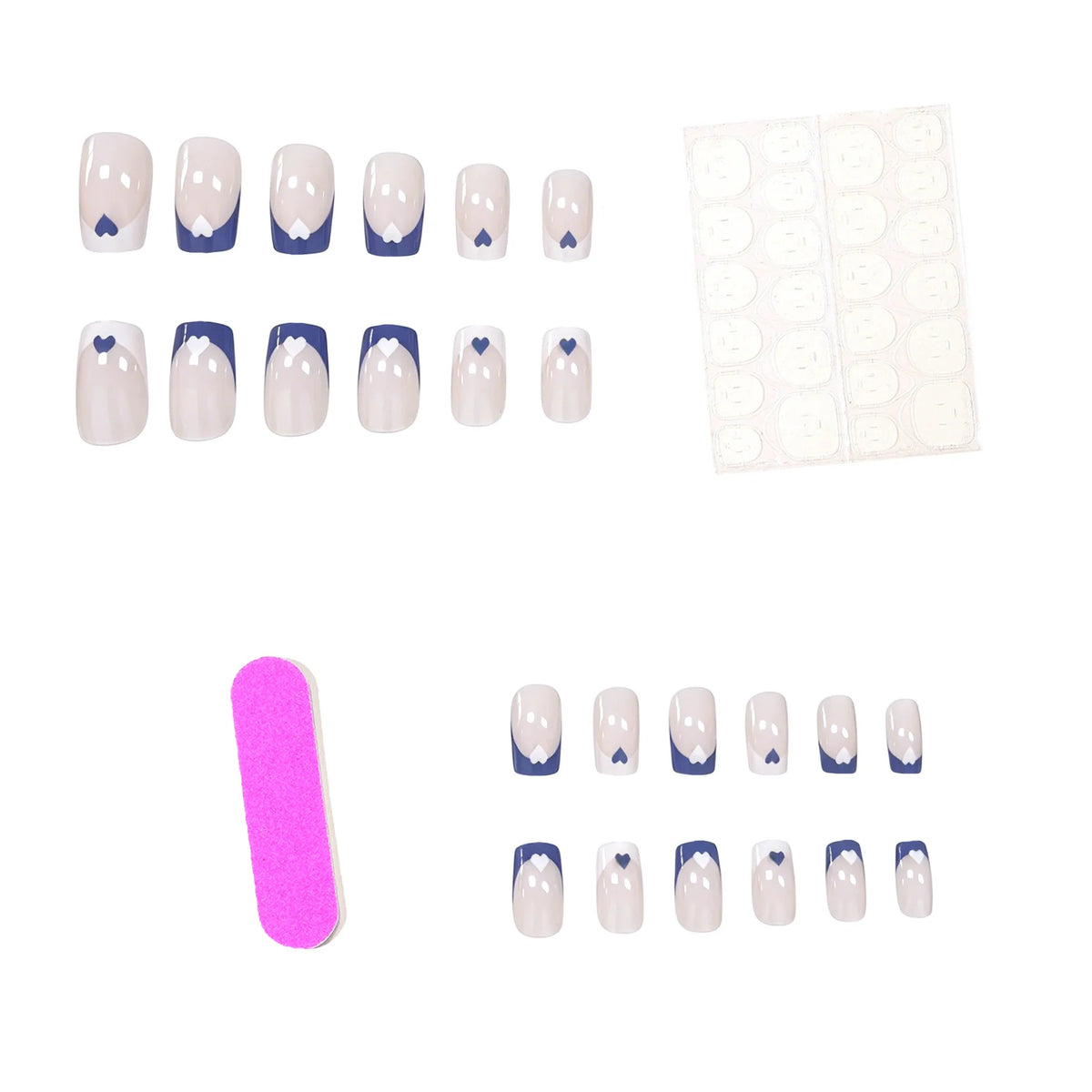 Nail Enhancements Acrylic Heart Design Set of 24