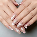 Nail Enhancements Elegant Floral French Tip Set of 24