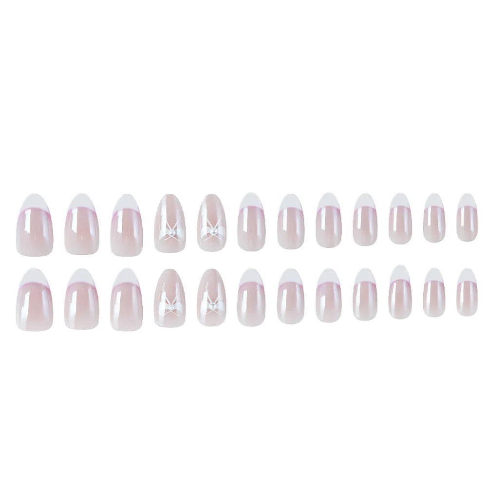 Nail Enhancements Elegant Floral French Tip Set of 24