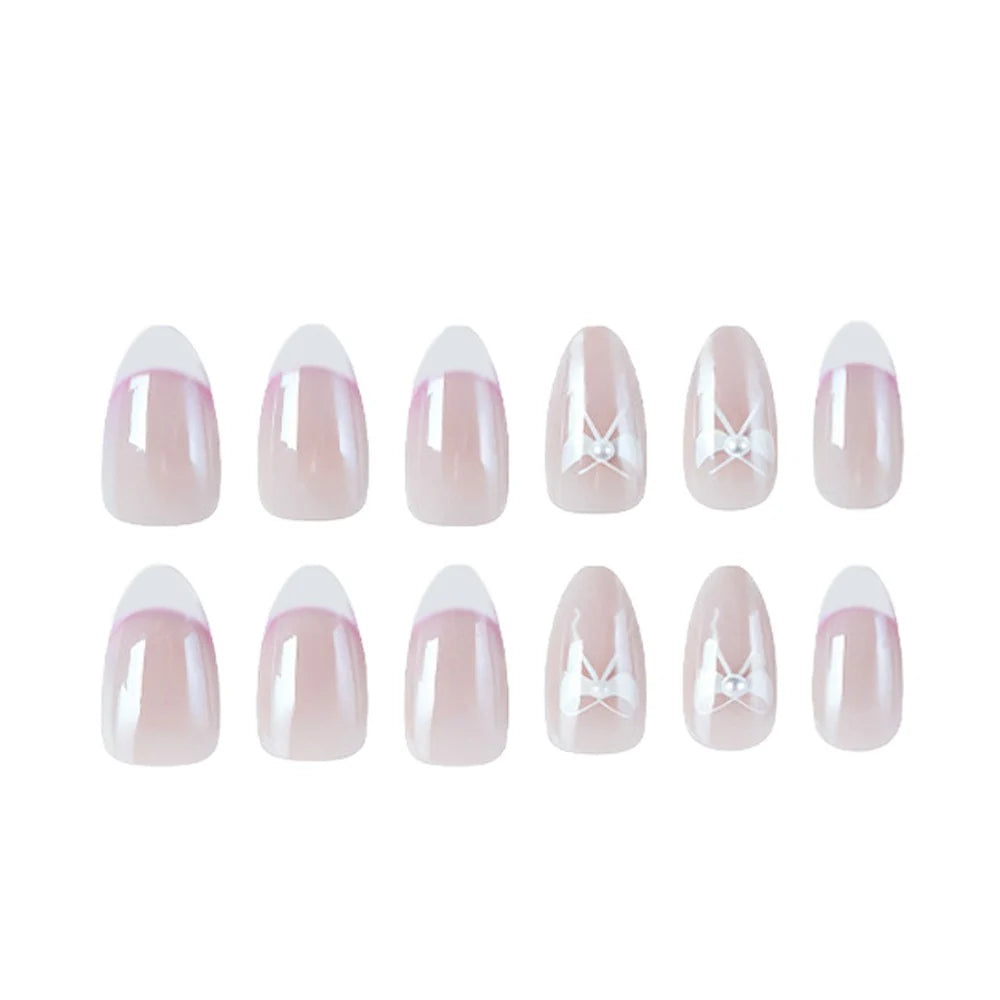Nail Enhancements Elegant Floral French Tip Set of 24