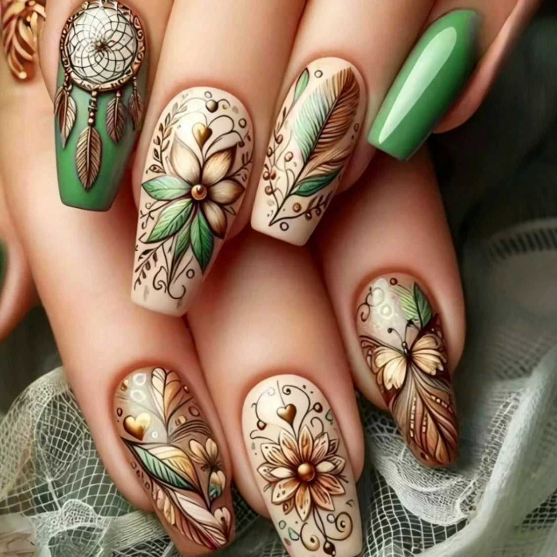 Nail Enhancements Floral & Butterfly Set of 24