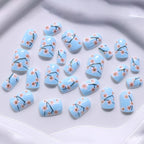 Nail Enhancements Set Floral Pink Blossoms Glossy Gel