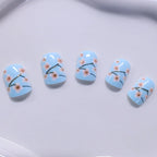 Nail Enhancements Set Floral Pink Blossoms Glossy Gel